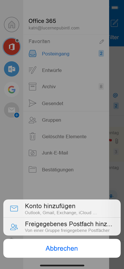 Shared Mailboxes In Outlook Mobile Einbinden